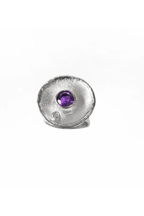 Amethyst Diamond Ring